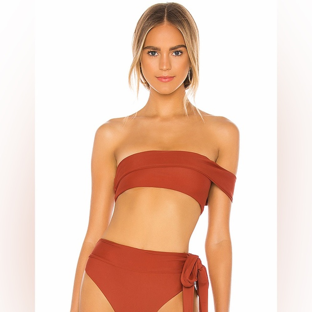 Tularosa Burnt Orange Omnia One Shoulder Swim Top Bathing Suit Size Small
